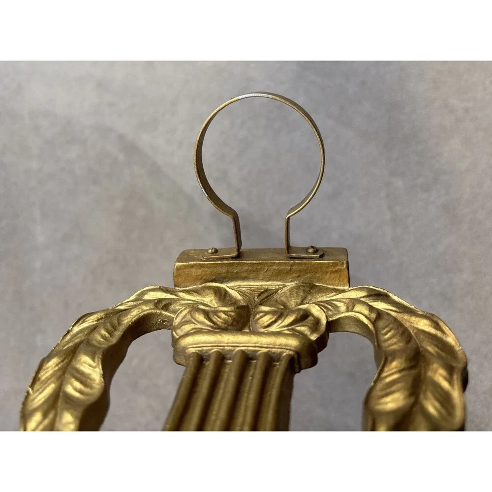 Vintage Syroco Wood Lyre Harp Gold Wall Sconce Syracuse NY - No Bud Vase